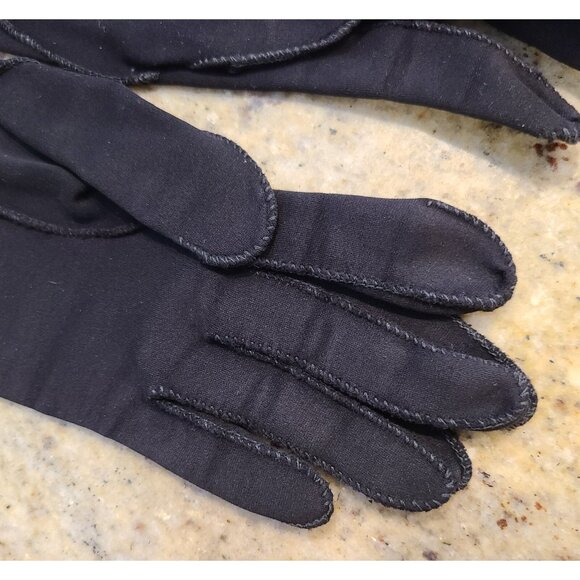 Vintage Womens Size XS-S 6 Black Cotton Formal 8" Short Gloves Button Accent - Picture 8 of 15